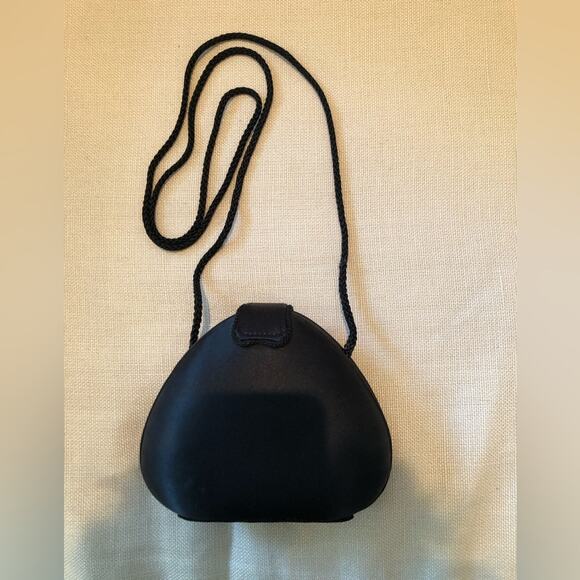 Vintage Black Satin Mini Evening Crossbody Bag - Picture 4 of 9